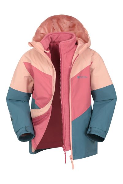 Mountain Warehouse Dark-Pink Collection Lightning Ii Kids 3 In 1 Waterproof Jacket