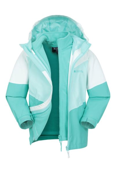 Light-Teal Mountain Warehouse Lightning Ii Kids 3 In 1 Waterproof Jacket New