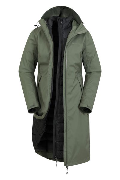 Khaki New Denali Extreme Womens 3 In 1 Down Jacket Mountain Warehouse