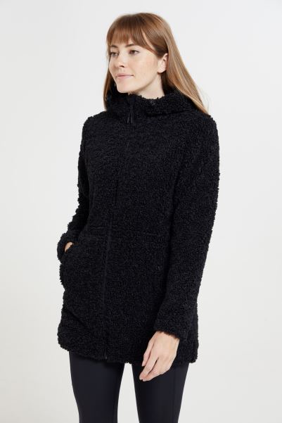 Mountain Warehouse Pine Womens Longline Fleece Jacket Black Hot