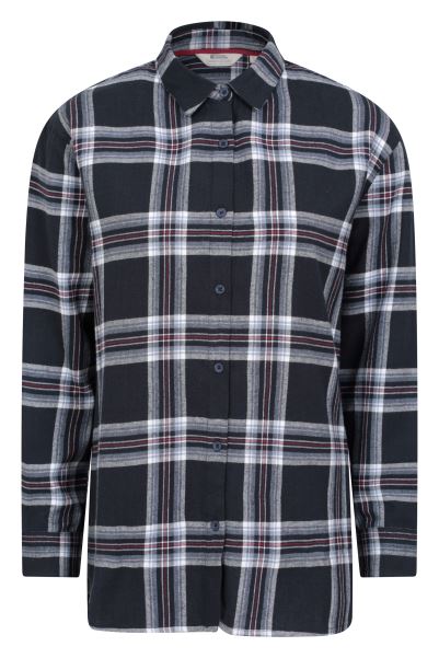 Navy Billie Womens Check Oversized Shirt Origin Mountain Warehouse