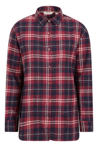 Origins Billie Womens Check Oversized Shirt Mountain Warehouse Burgundy