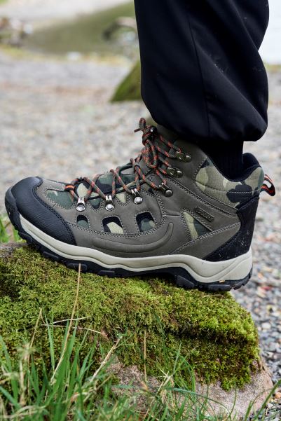 Mountain Warehouse Adventurer Mens Printed Waterproof Boots Khaki Origins