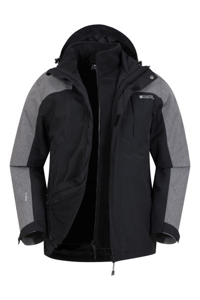 District Extreme Mens 3 In 1 Waterproof Jacket Black Mountain Warehouse Original