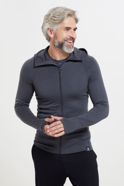 Merino Mens Hoodie Brand Mountain Warehouse Dark-Grey