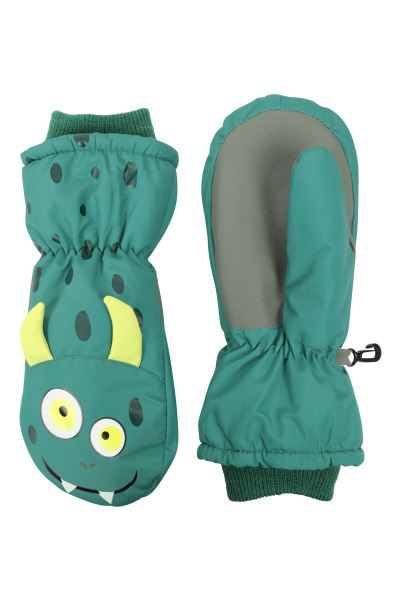 Green Origins Critter Kids Ski Mittens Mountain Warehouse