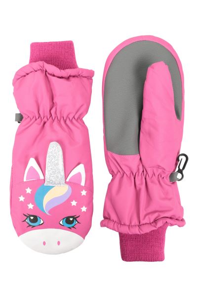 New Critter Kids Ski Mittens Pink Mountain Warehouse