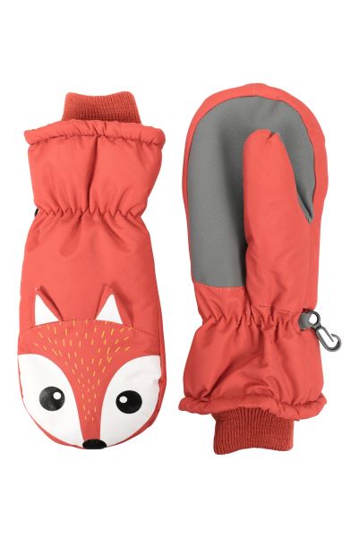 Rust Hot Critter Kids Ski Mittens Mountain Warehouse