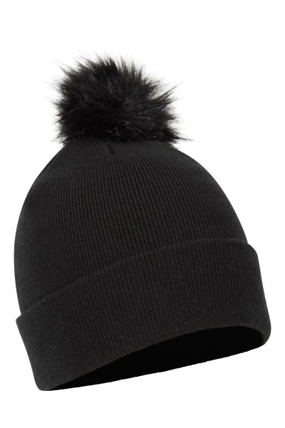 Original Mountain Warehouse Black Zermatt Womens Ski Pom Beanie
