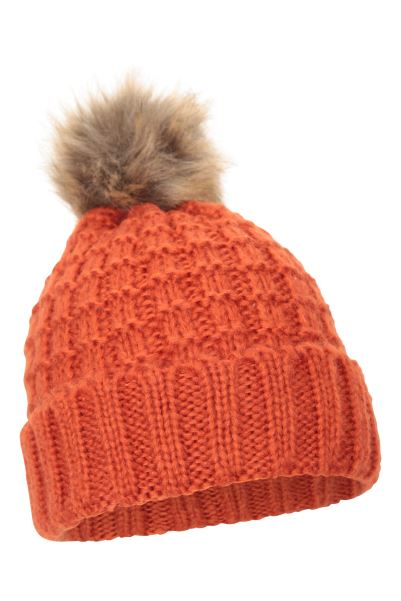 Denali Womens Chunky Pom Beanie Original Orange Mountain Warehouse