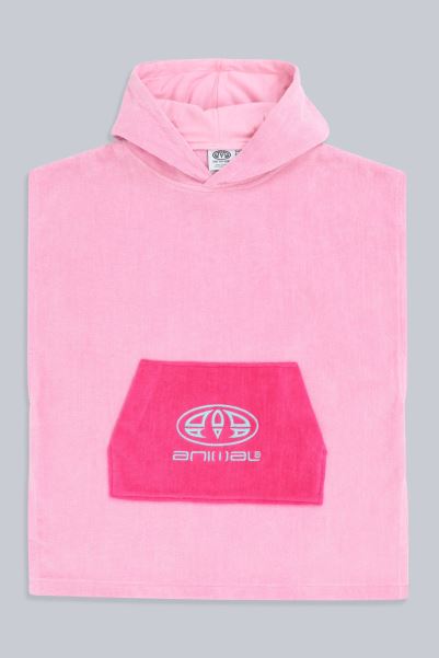 Mountain Warehouse Animal Hayley Kids Towelling Poncho Pink Origins