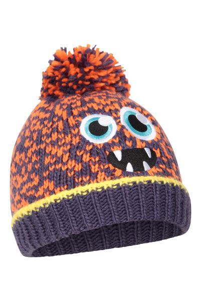 Mountain Warehouse Fashion Orange Monster Kids Fleece-Lined Beanie