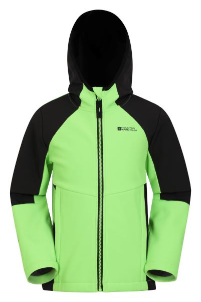 Mountain Warehouse Electric Kids Panelled Softshell Jacket Collection Lime-Punch