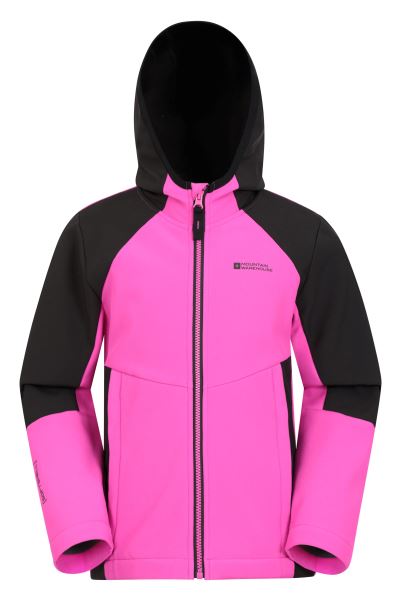 Electric Kids Panelled Softshell Jacket Bright-Pink Brands Mountain Warehouse