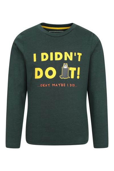 I Didn'T Do It Kids Organic T-Shirt Fashion Dark-Green Mountain Warehouse