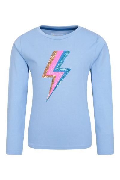 Mountain Warehouse Blue Sequin Lightning Bolt Kids Organic T-Shirt Collections
