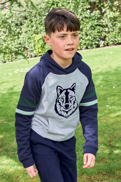 New Mountain Warehouse Flock Wolf Kids Organic Hoodie Grey