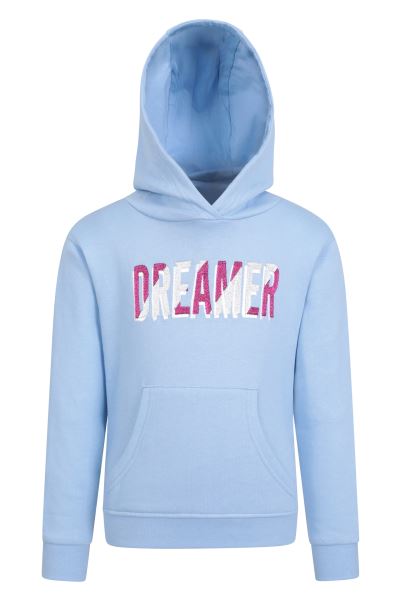 Mountain Warehouse Blue Hot Dreamer Embroidered Kids Organic Hoodie