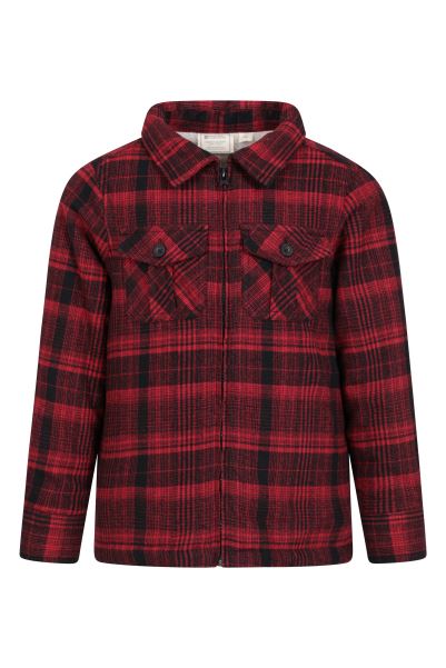 Red Stream Kids Borg Lined Zip Shacket Mountain Warehouse Best