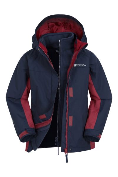 Mountain Warehouse Best Inferno Kids 3 In 1 Waterproof Jacket Burgundy