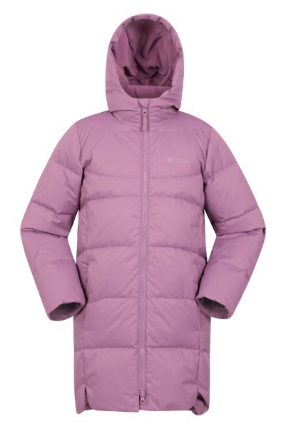 Purple Kids Long Line Rds Down Jacket Mountain Warehouse Collections