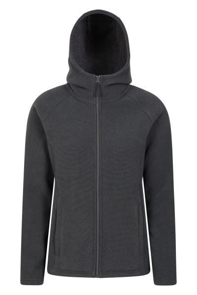 New Hebridean Womens Fur Lined Fleece Hoodie Black Mountain Warehouse