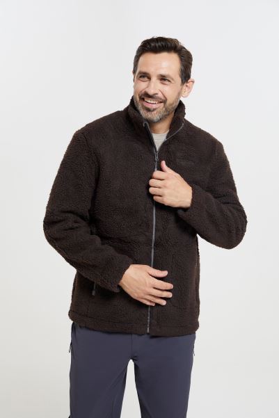 Brown Collection Mountain Warehouse Sherpa Mens Windproof Fleece Jacket