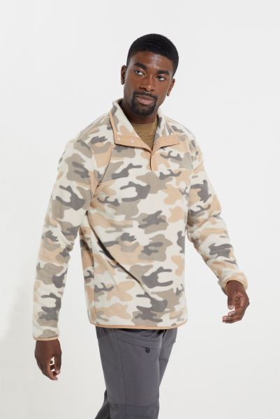 Camouflage Woodland Mens Button Up Fleece Brands Mountain Warehouse