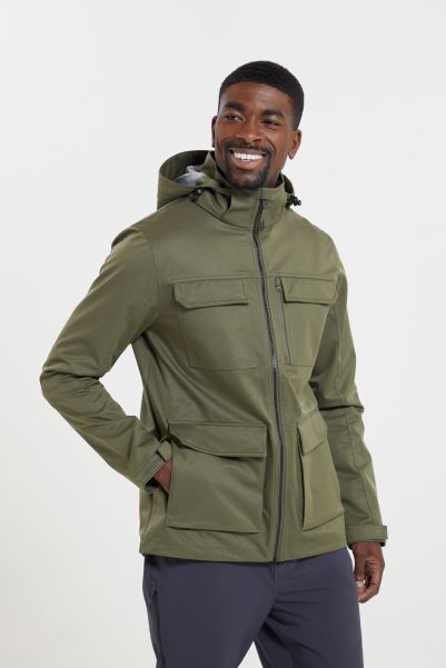 Khaki Mountain Warehouse Origins Stellar Mens Windproof Softshell Jacket
