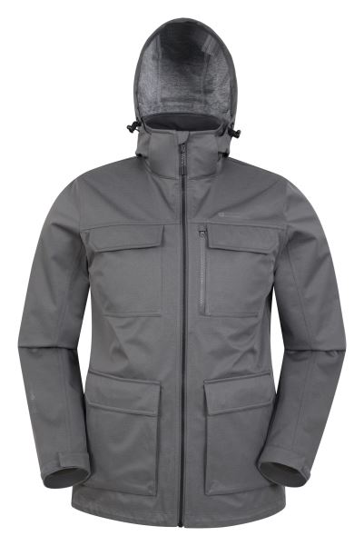 New Stellar Mens Windproof Softshell Jacket Mountain Warehouse Grey