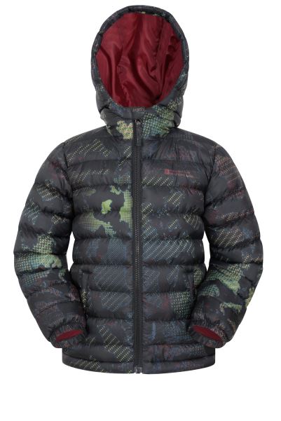 Jet-Black Seasons Printed Kids Padded Jacket Mountain Warehouse Best
