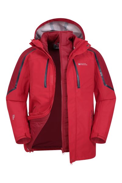 Mountain Warehouse Dark-Red Fashion Zenith Extreme Iii Mens 3-In-1 Jacket