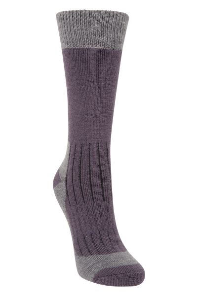 Brand Purple Explorer Womens Merino Thermal Mid-Calf Socks Mountain Warehouse