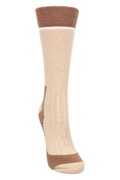 Original Beige Explorer Womens Merino Thermal Mid-Calf Socks Mountain Warehouse