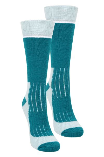 Mountain Warehouse Origins Teal Explorer Womens Merino Thermal Socks 2-Pack