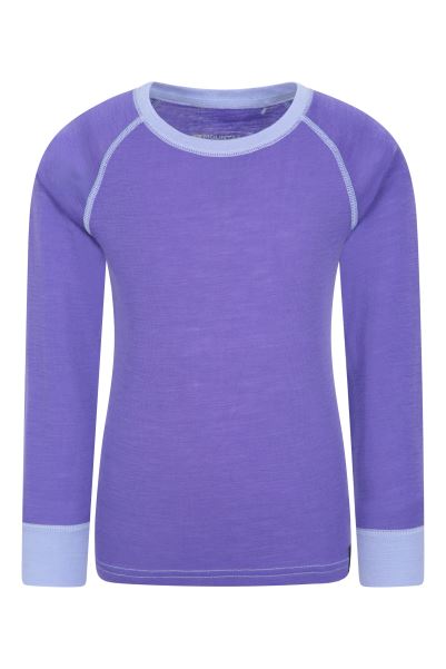 Merino Ii Kids Round Neck Base Layer Top Mountain Warehouse Brand Purple