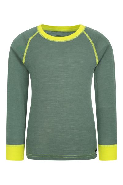 Merino Ii Kids Round Neck Base Layer Top Khaki Original Mountain Warehouse