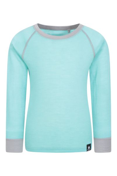 Mountain Warehouse Mint New Merino Ii Kids Round Neck Base Layer Top