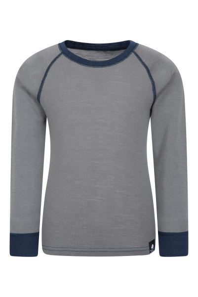 Mountain Warehouse Origins Grey Merino Ii Kids Round Neck Base Layer Top