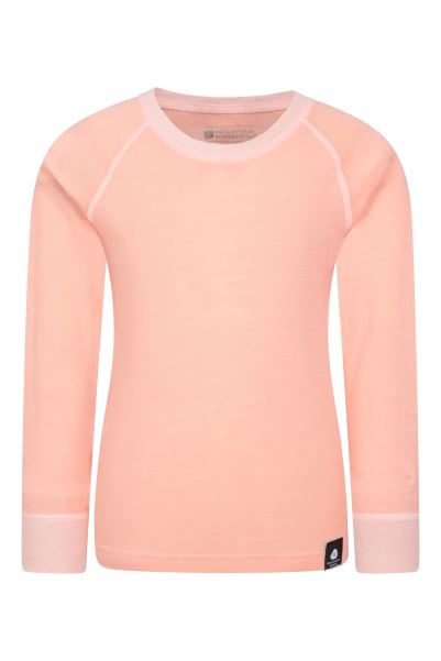 Merino Ii Kids Round Neck Base Layer Top Mountain Warehouse Light-Pink Hot