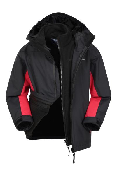 Cannonball Iii Kids 3 In 1 Waterproof Jacket Fashion Black Mountain Warehouse
