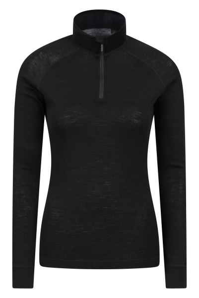 Black Original Mountain Warehouse Merino Womens Zip-Neck Thermal Top Ii