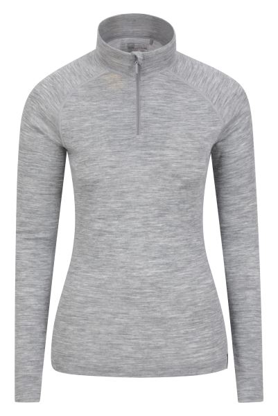Origin Mountain Warehouse Merino Womens Zip-Neck Thermal Top Ii Light-Grey
