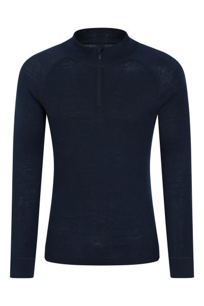 Merino Ii Mens Zip Neck Base Layer Top Mountain Warehouse Navy Brands