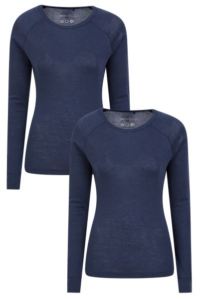 Merino Womens Round Neck Top - Multipack Navy Mountain Warehouse Hot