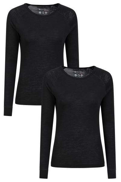 Merino Womens Round Neck Top - Multipack New Mountain Warehouse Black