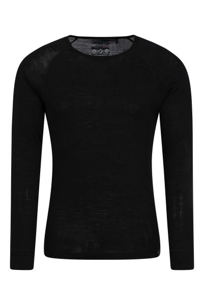 Black Merino Mens Thermal Top New Mountain Warehouse