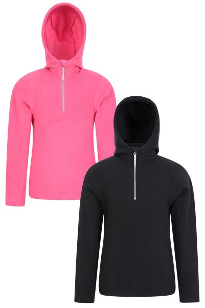 Bright-Pink Mountain Warehouse Brand Camber Ii Kids Fleece Hoodie 2-Pack