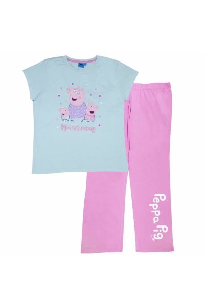 Brand Pale-Blue-Pink Womens Mummy Slogan Pyjama Set Mountain Warehouse