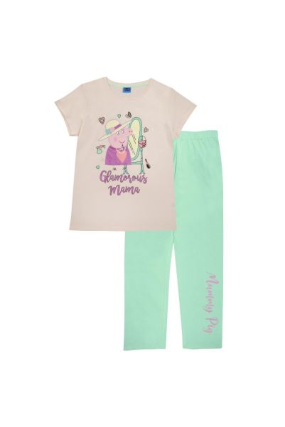 Origin Mountain Warehouse Womens Mummy Pig Pyjama Set Pink-Turquoise